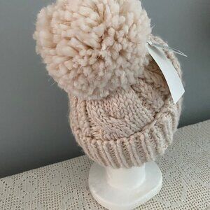NWT Wool Winter Hat Sparkly Blush with Pom Pom Beanie